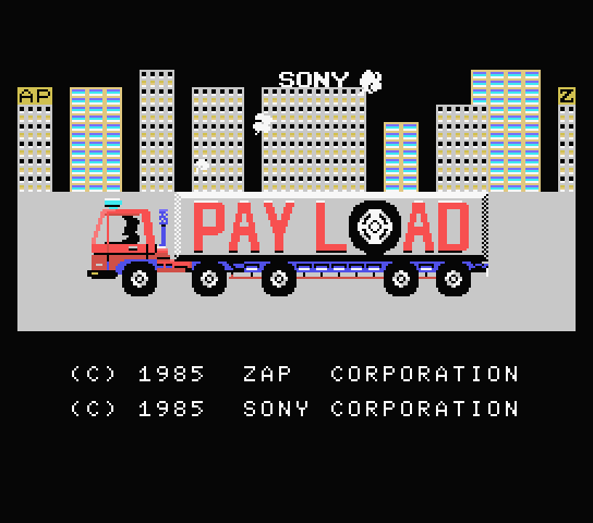 Payload title screen for MSX